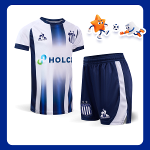 Camiseta Talleres Titular Kids 2026 – LE COQ SPORTIF + Short Alternativo Kids 2026 – LE COQ SPORTIF